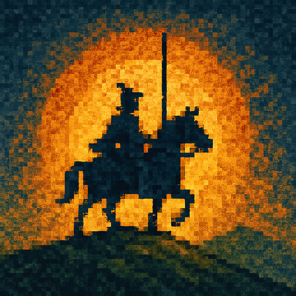 PWO logo: rider silhouetted before a sun